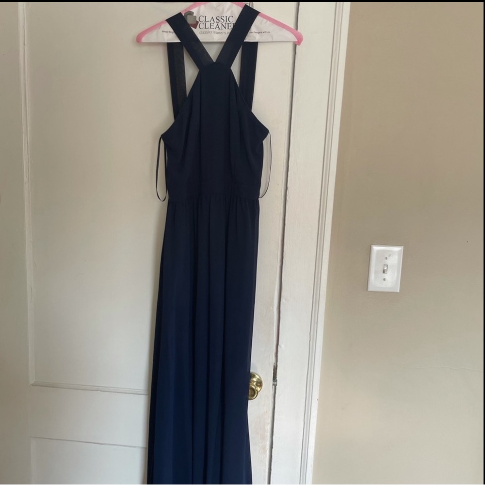 Elegant Navy Blue Evening Gown - Picture 4 of 7